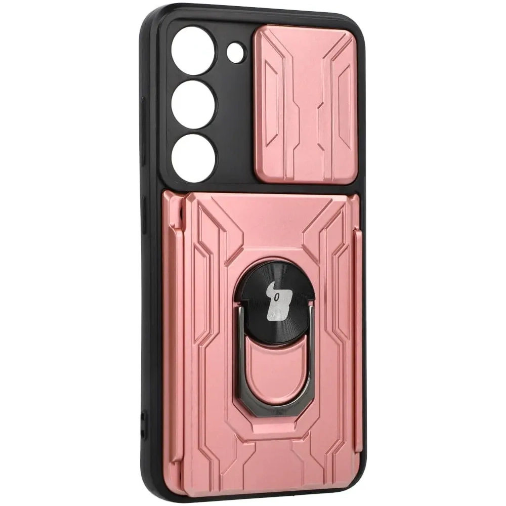 Hurtownia GSM - Etui Bizon Case Camshield Card Slot Ring do Samsung Galaxy S23 jasnoróżowe - BIZ7860 - {ean13} - Hurt