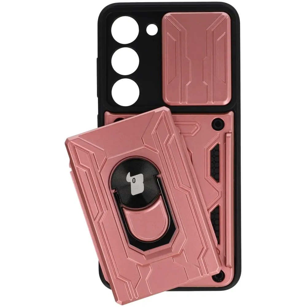 Hurtownia GSM - Etui Bizon Case Camshield Card Slot Ring do Samsung Galaxy S23 jasnoróżowe - BIZ7860 - {ean13} - Hurt