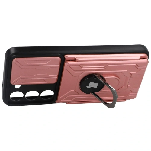 Etui Bizon Case Camshield Card Slot Ring do Samsung Galaxy S23 jasnoróżowe