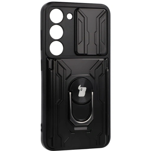 Etui Bizon Case Camshield Card Slot Ring do Samsung Galaxy S23 czarne