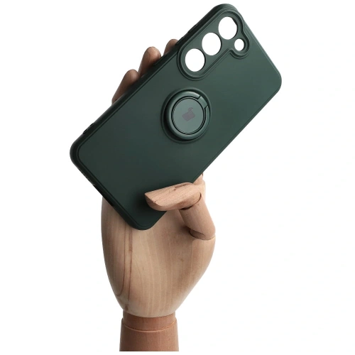 Etui Bizon Case Silicone Ring Sq do Samsung Galaxy S23 ciemnozielone