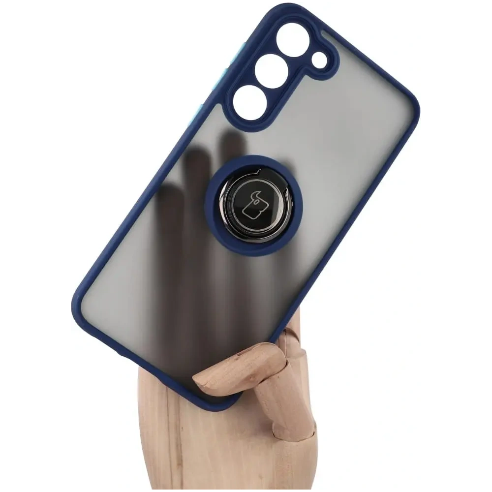 Hurtownia GSM - Etui z uchwytem na palec Bizon Case Hybrid Ring do Samsung Galaxy S23 Plus przydymione z granatową ramką - BIZ1712 - {ean13} - Hurt