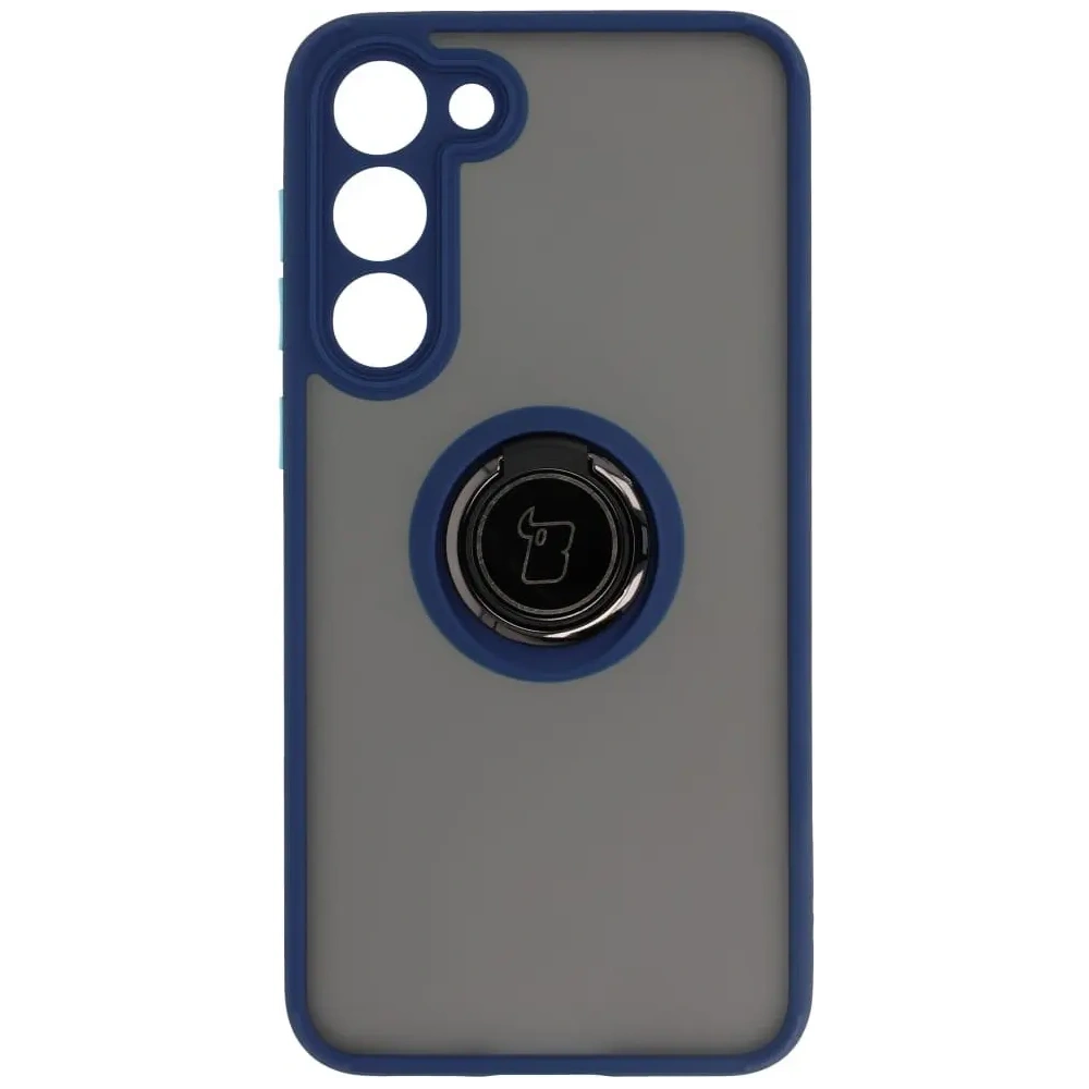 Hurtownia GSM - Etui z uchwytem na palec Bizon Case Hybrid Ring do Samsung Galaxy S23 Plus przydymione z granatową ramką - BIZ1712 - {ean13} - Hurt