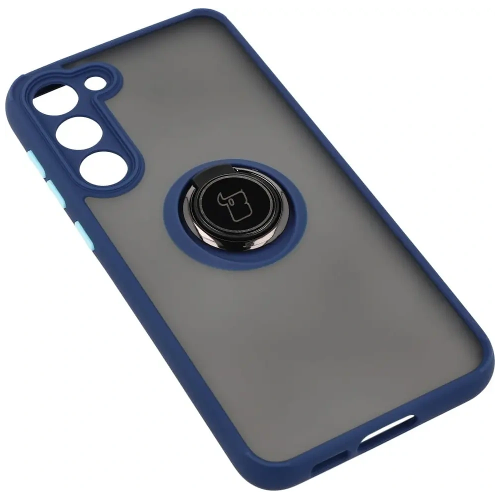 Hurtownia GSM - Etui z uchwytem na palec Bizon Case Hybrid Ring do Samsung Galaxy S23 Plus przydymione z granatową ramką - BIZ1712 - {ean13} - Hurt