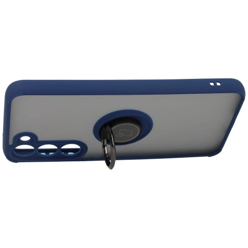 Etui z uchwytem na palec Bizon Case Hybrid Ring do Samsung Galaxy S23 Plus przydymione z granatową ramką