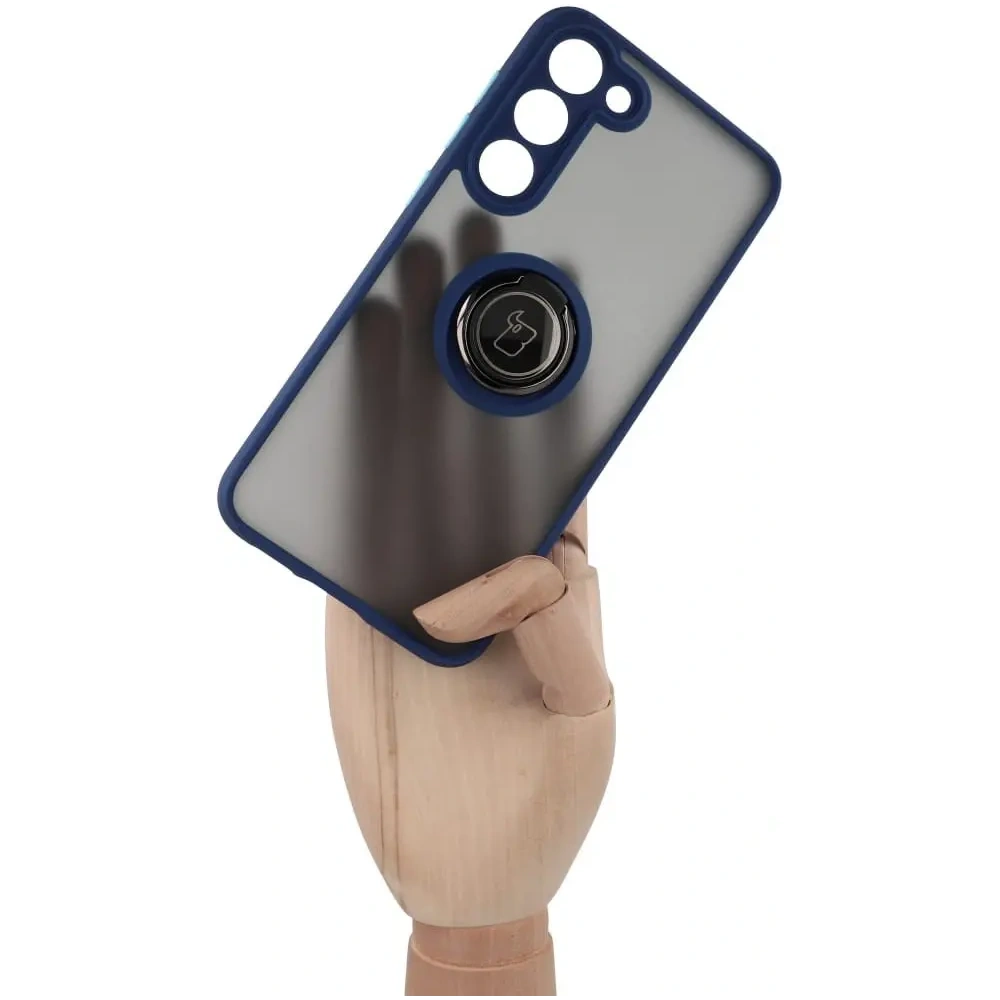 Hurtownia GSM - Etui z uchwytem na palec Bizon Case Hybrid Ring do Samsung Galaxy S23 Plus przydymione z granatową ramką - BIZ1712 - {ean13} - Hurt