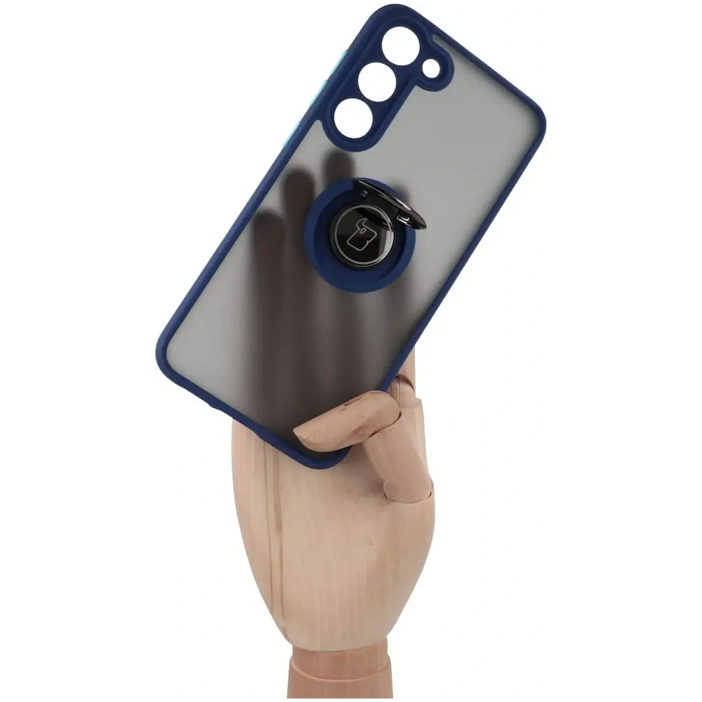 Hurtownia GSM - Etui z uchwytem na palec Bizon Case Hybrid Ring do Samsung Galaxy S23 Plus przydymione z granatową ramką - BIZ1712 - {ean13} - Hurt