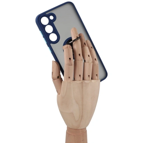 Etui z uchwytem na palec Bizon Case Hybrid Ring do Samsung Galaxy S23 Plus przydymione z granatową ramką