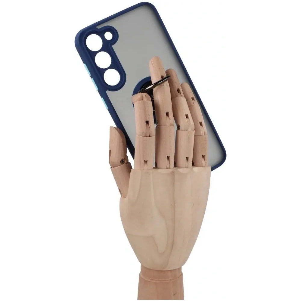 Hurtownia GSM - Etui z uchwytem na palec Bizon Case Hybrid Ring do Samsung Galaxy S23 Plus przydymione z granatową ramką - BIZ1712 - {ean13} - Hurt