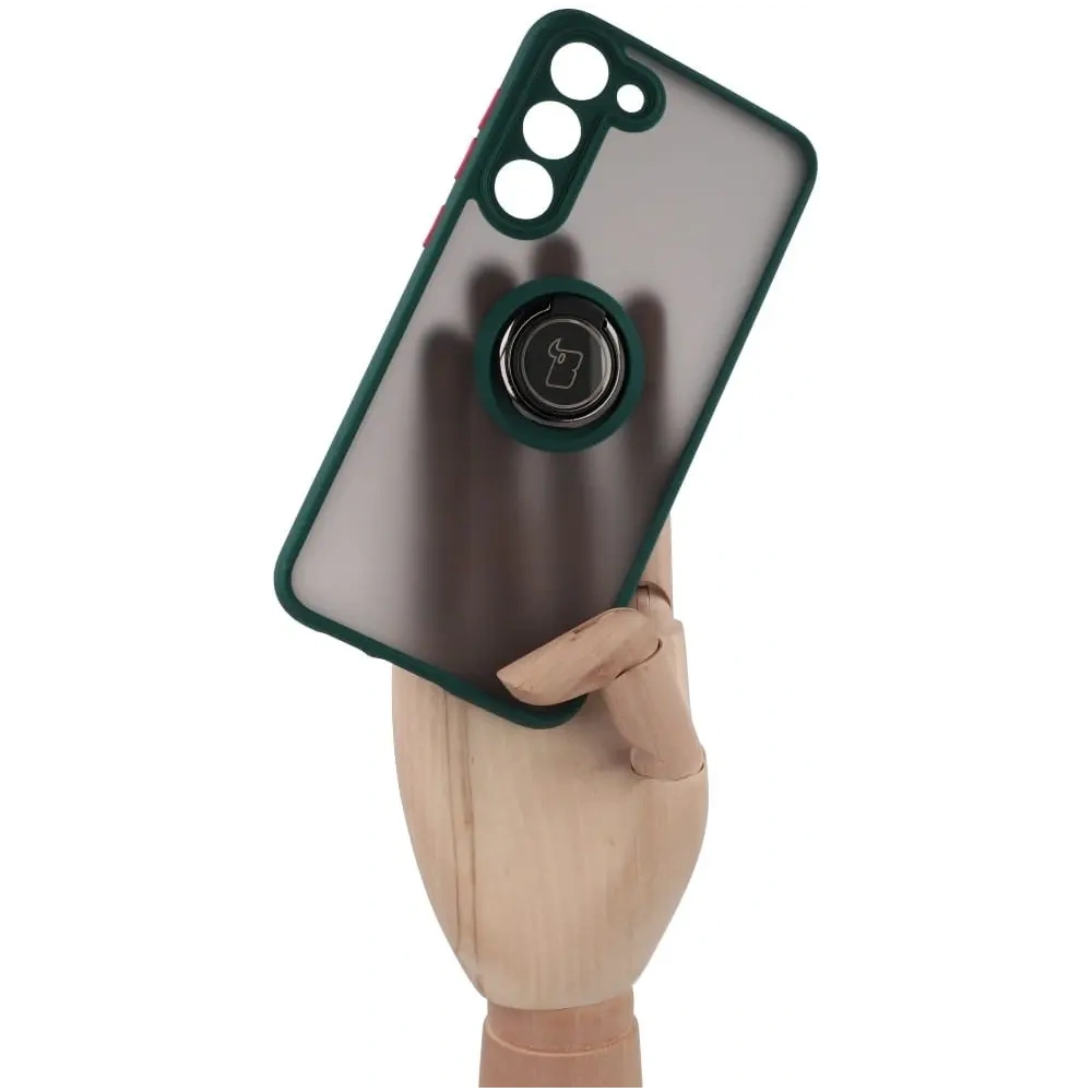 Wholesale Bizon Case Hybrid Ring Samsung Galaxy S23 Plus smoky with a dark green frame - BIZ1714 - {ean13} - Hurt