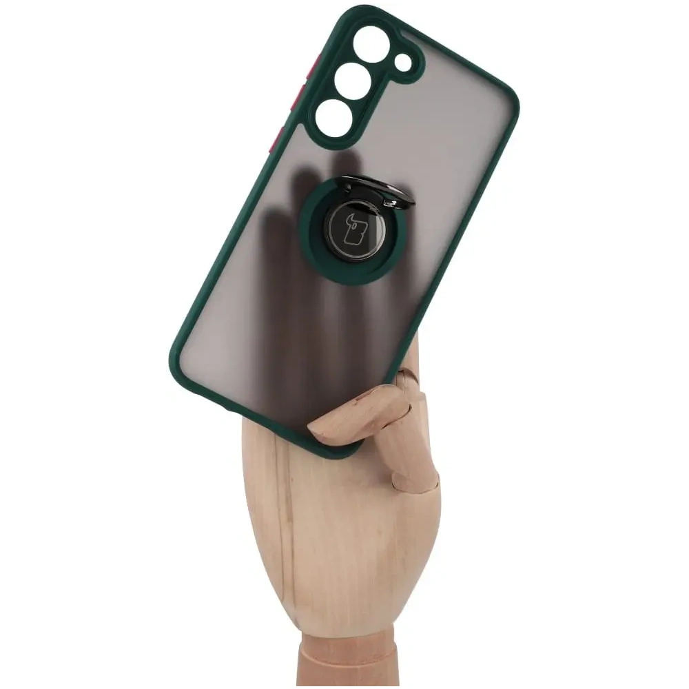 Wholesale Bizon Case Hybrid Ring Samsung Galaxy S23 Plus smoky with a dark green frame - BIZ1714 - {ean13} - Hurt