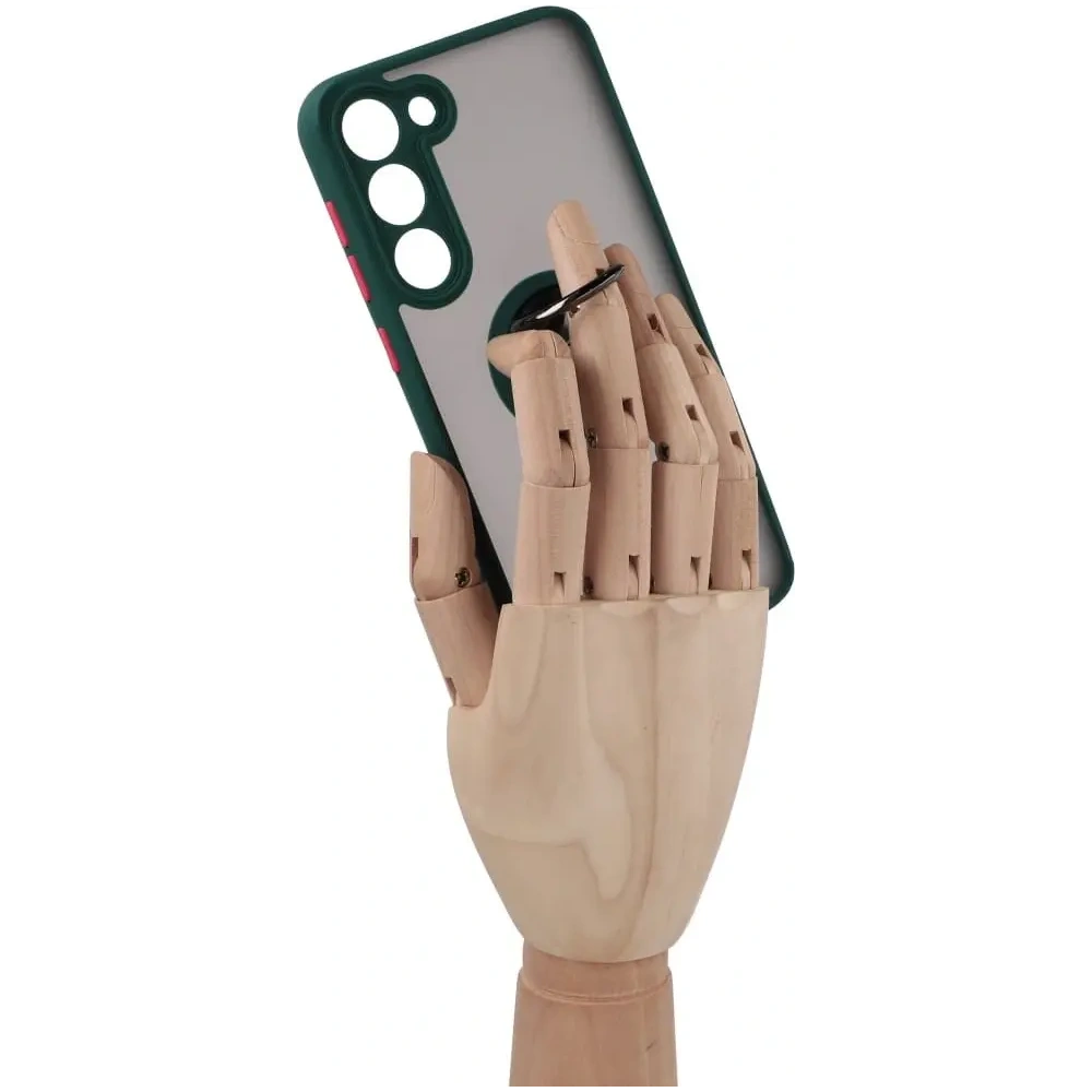 Wholesale Bizon Case Hybrid Ring Samsung Galaxy S23 Plus smoky with a dark green frame - BIZ1714 - {ean13} - Hurt