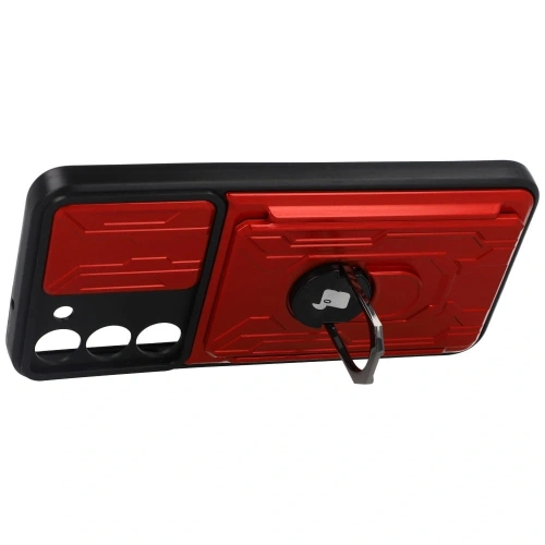 Etui Bizon Case Camshield Card Slot Ring do Samsung Galaxy S23 Plus czerwone