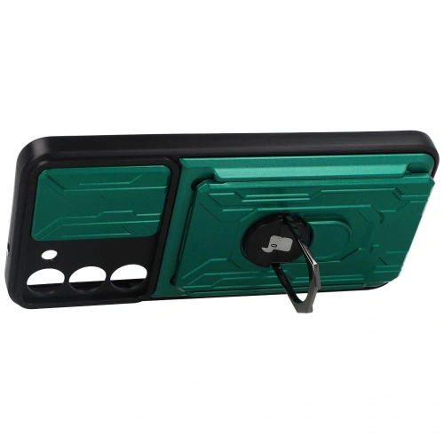 Etui Bizon Case Camshield Card Slot Ring do Samsung Galaxy S23 Plus zielone
