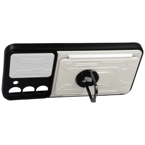 Etui Bizon Case Camshield Card Slot Ring do Samsung Galaxy S23 Plus białe