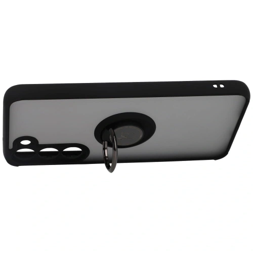 Etui z uchwytem na palec Bizon Case Hybrid Ring do Samsung Galaxy S23 Plus przydymione z czarną ramką