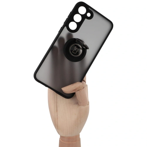 Etui z uchwytem na palec Bizon Case Hybrid Ring do Samsung Galaxy S23 Plus przydymione z czarną ramką