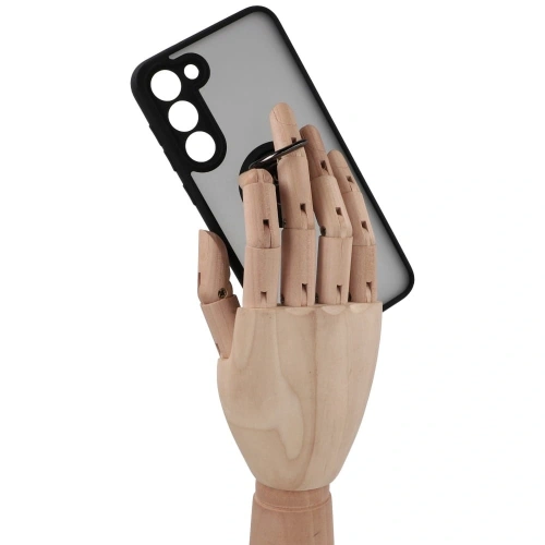 Etui z uchwytem na palec Bizon Case Hybrid Ring do Samsung Galaxy S23 Plus przydymione z czarną ramką