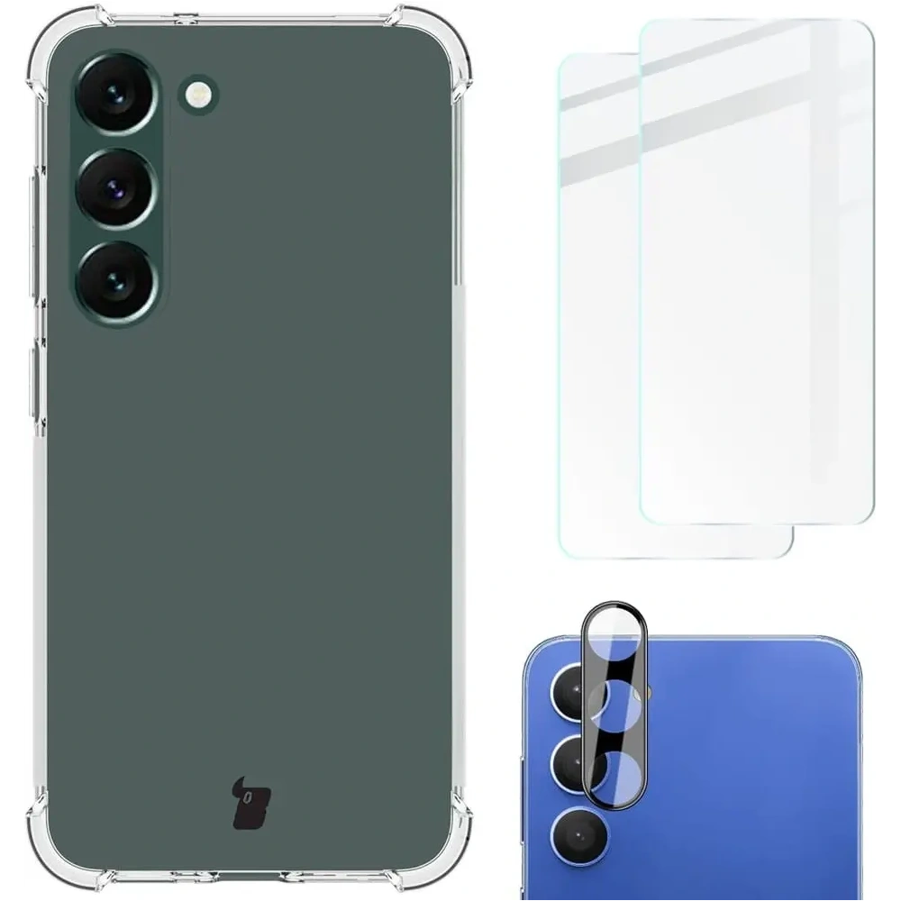 Hurtownia GSM - Bizon Case Clear Pack carcasă + 2x sticlă de ecran + sticlă pentru lentile Samsung Galaxy S23 Plus clar - BIZ1726 - {ean13} - Hurt