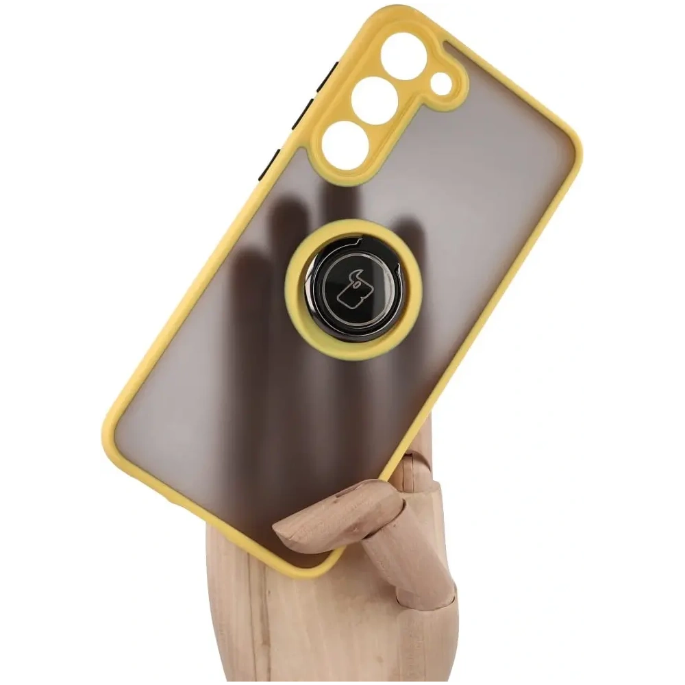 Hurtownia GSM - Etui z uchwytem na palec Bizon Case Hybrid Ring do Samsung Galaxy S23 Plus kouřové s žlutým rámem - BIZ1729 - {ean13} - Hurt
