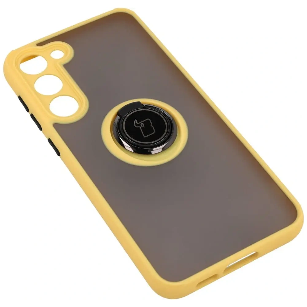 Wholesale Bizon Case Hybrid Ring Samsung Galaxy S23 Plus smoky with a yellow frame - BIZ1729 - {ean13} - Hurt