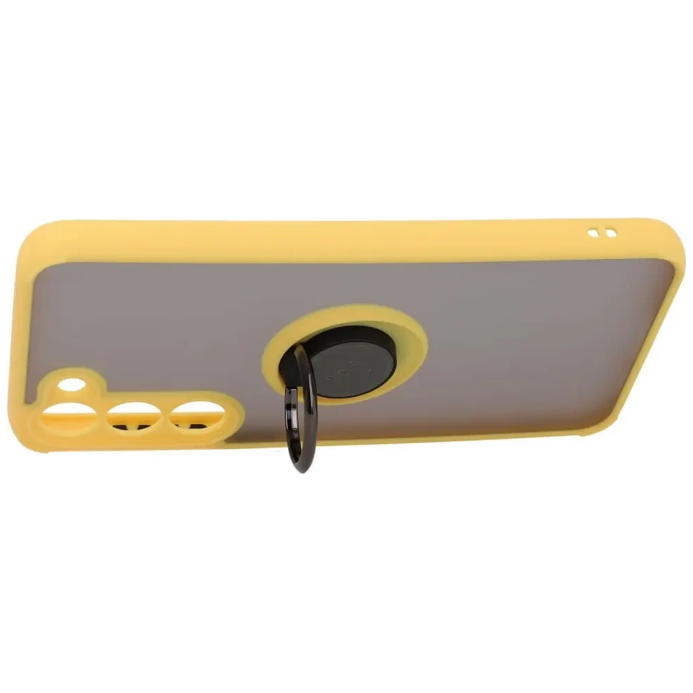 Wholesale Bizon Case Hybrid Ring Samsung Galaxy S23 Plus smoky with a yellow frame - BIZ1729 - {ean13} - Hurt