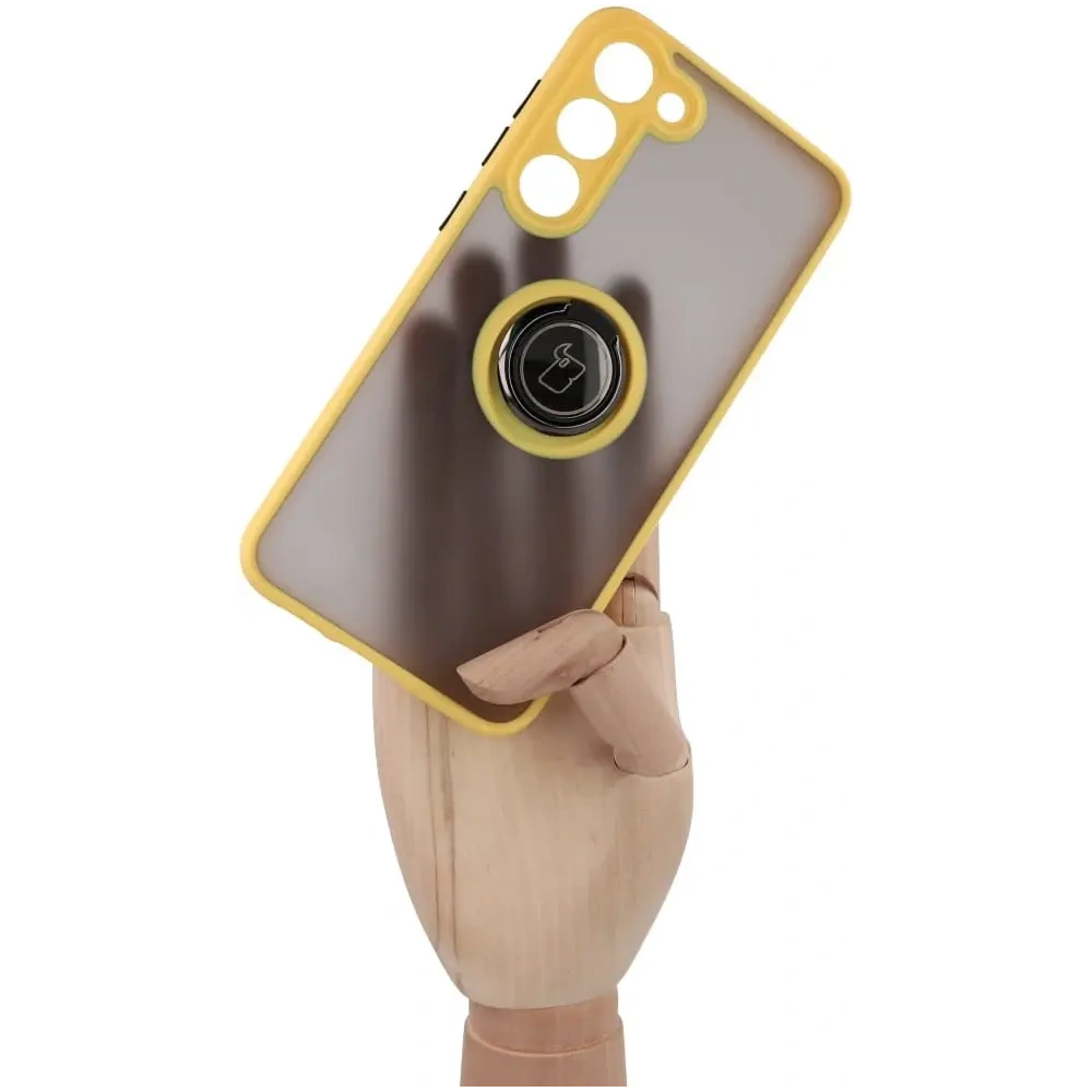Hurtownia GSM - Etui z uchwytem na palec Bizon Case Hybrid Ring do Samsung Galaxy S23 Plus kouřové s žlutým rámem - BIZ1729 - {ean13} - Hurt
