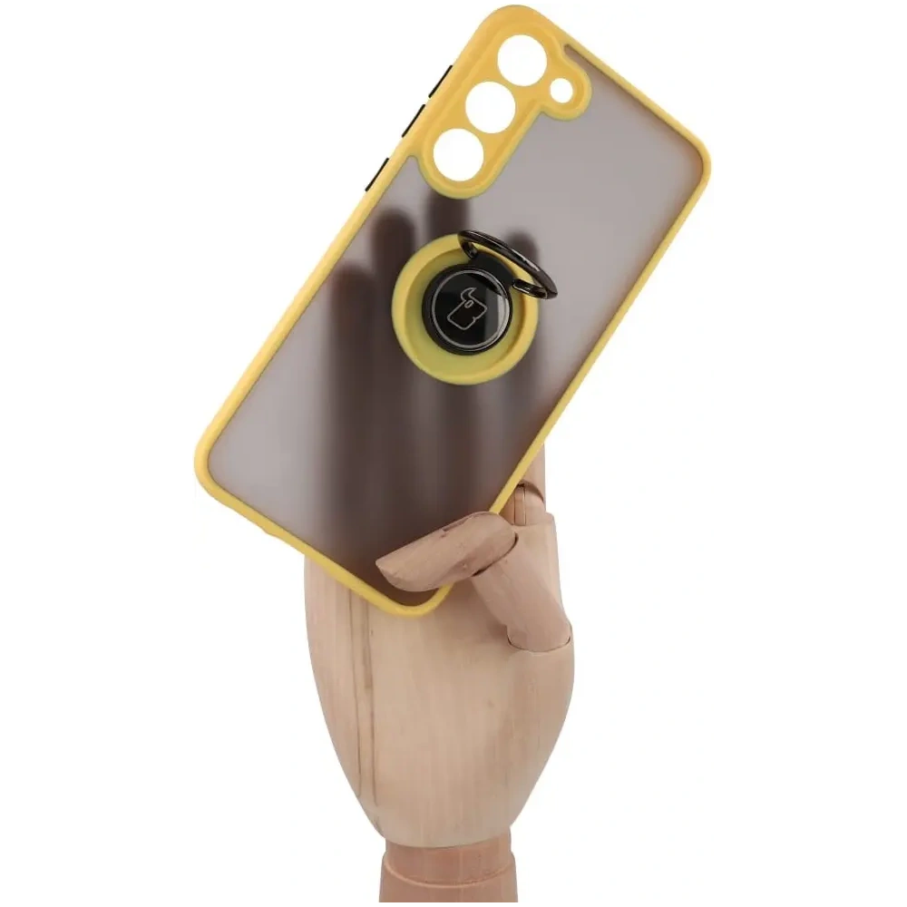 Hurtownia GSM - Etui z uchwytem na palec Bizon Case Hybrid Ring do Samsung Galaxy S23 Plus kouřové s žlutým rámem - BIZ1729 - {ean13} - Hurt