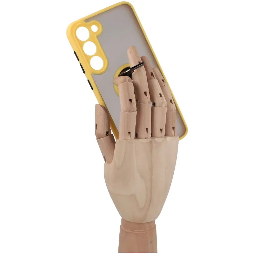 Wholesale Bizon Case Hybrid Ring Samsung Galaxy S23 Plus smoky with a yellow frame - BIZ1729 - {ean13} - Hurt