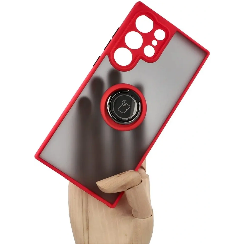 Wholesale Bizon Case Hybrid Ring Samsung Galaxy S23 Ultra smoky with a red frame - BIZ1745 - {ean13} - Hurt