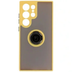 Wholesale Bizon Case Hybrid Ring Samsung Galaxy S23 Ultra smoky with a yellow frame - BIZ1746 - {ean13} - Hurt