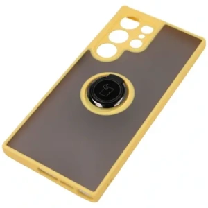 Wholesale Bizon Case Hybrid Ring Samsung Galaxy S23 Ultra smoky with a yellow frame - BIZ1746 - {ean13} - Hurt