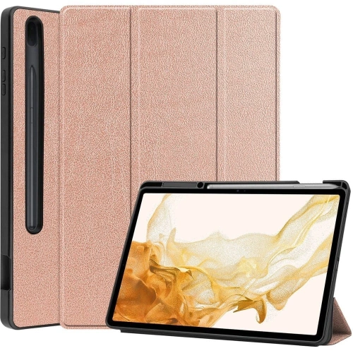 Etui Bizon Case Tab Lizard do Samsung Galaxy Tab S8 Plus / S7 Plus różowozłote