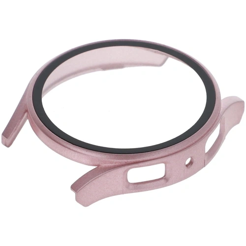 Etui Bizon Case+Glass do Samsung Galaxy Watch FE / 5 / 4 40mm metaliczny róż