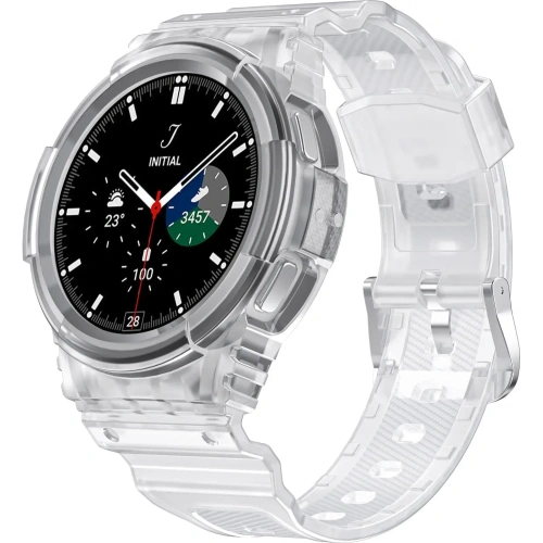 Etui z paskiem Bizon Strap + Case Watch Action do Samsung Galaxy Watch 4 / 5 40 mm przezroczyste