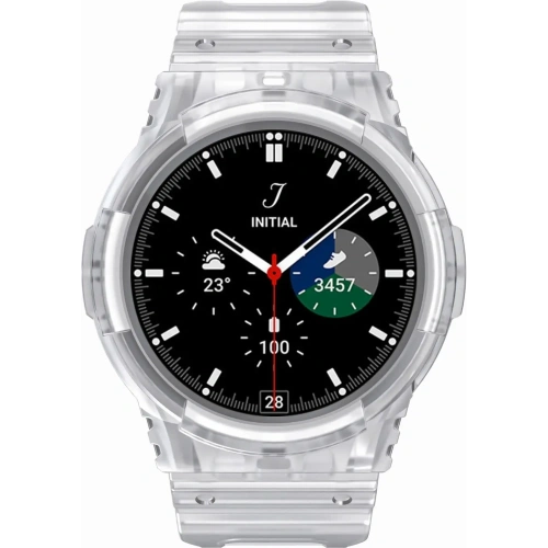 Etui z paskiem Bizon Strap + Case Watch Action do Samsung Galaxy Watch 4 / 5 40 mm przezroczyste