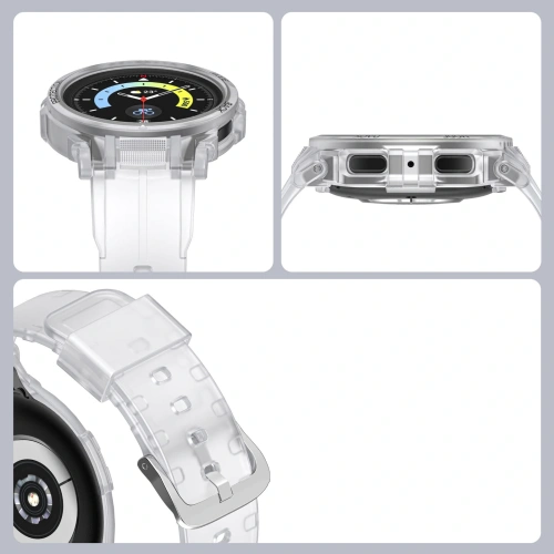 Etui z paskiem Bizon Strap + Case Watch Action Pro do Samsung Galaxy Watch 5 Pro 45 mm przezroczyste