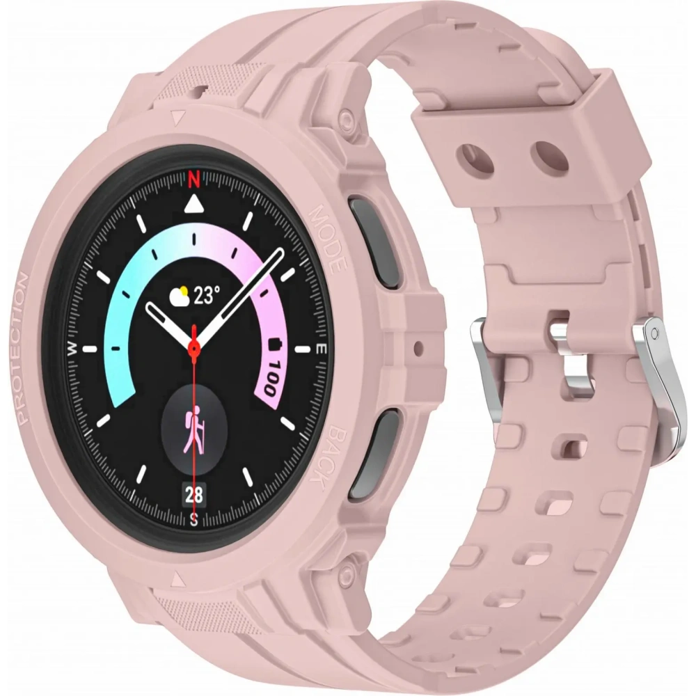 Hurtownia GSM - Etui z paskiem Bizon Strap + Case Watch Action Pro do Samsung Galaxy Watch 5 Pro 45 mm jasnoróżowe - BIZ1809 - {ean13} - Hurt