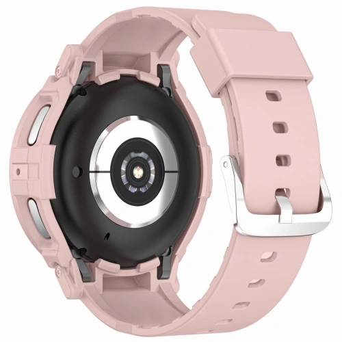 Etui z paskiem Bizon Strap + Case Watch Action Pro do Samsung Galaxy Watch 5 Pro 45 mm jasnoróżowe