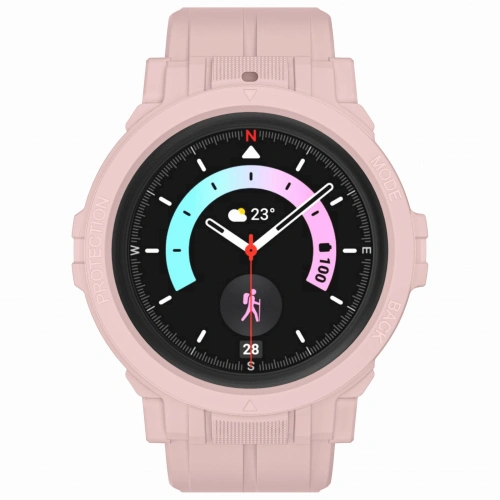 Etui z paskiem Bizon Strap + Case Watch Action Pro do Samsung Galaxy Watch 5 Pro 45 mm jasnoróżowe