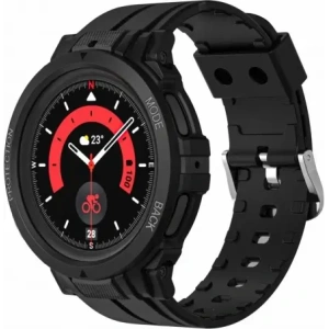 Etui z paskiem Bizon Strap + Case Watch Action Pro do Samsung Galaxy Watch 5 Pro 45 mm czarne