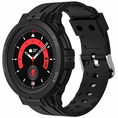 Etui z paskiem Bizon Strap + Case Watch Action Pro do Samsung Galaxy Watch 5 Pro 45 mm czarne