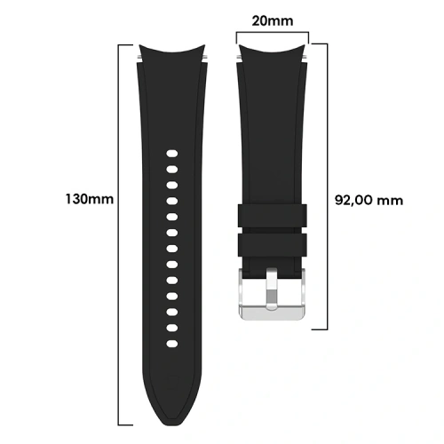 Pasek Bizon Strap Watch Silicone Pro do Samsung Galaxy Watch 20 mm czarny