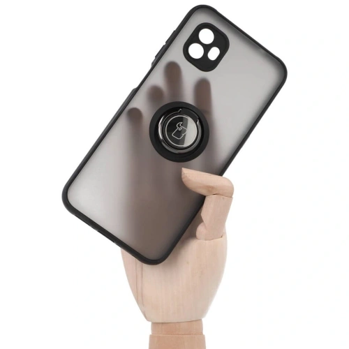 Etui z uchwytem na palec Bizon Case Hybrid Ring do Samsung Galaxy Xcover6 przydymione z czarną ramką