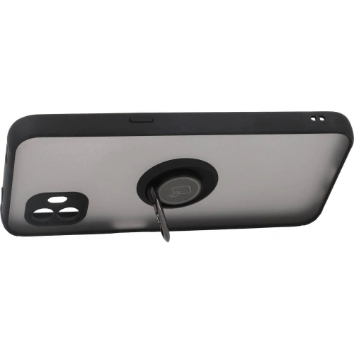 Etui z uchwytem na palec Bizon Case Hybrid Ring do Samsung Galaxy Xcover6 przydymione z czarną ramką