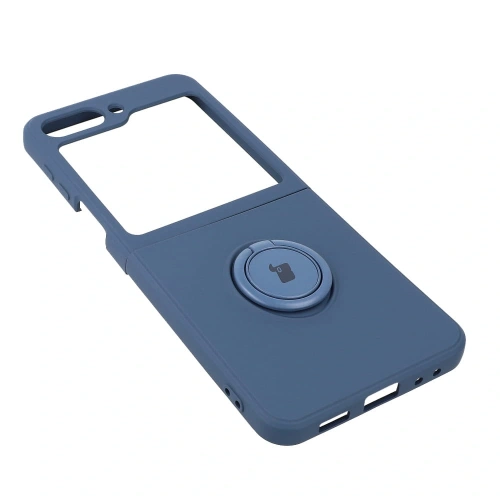 Etui Bizon Case Silicone Ring Sq do Samsung Galaxy Z Flip5 granatowe