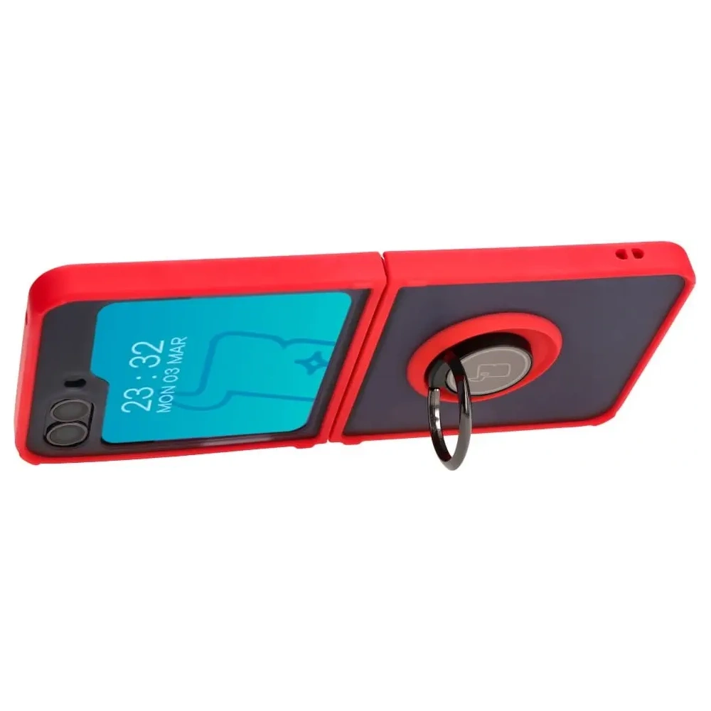 Wholesale Bizon Case Hybrid Ring Samsung Galaxy Z Flip5 smoky with a red frame - BIZ1833 - {ean13} - Hurt