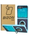 Etui s úchytem na prst Bizon Case Hybrid Ring pro Samsung Galaxy Z Flip5 kouřové s světle modrým rámem