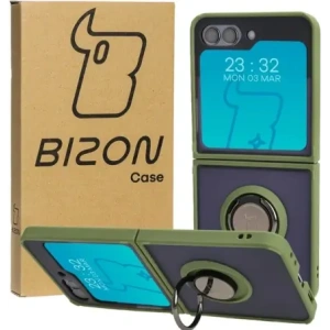 Hurtownia GSM - Bizon Case Hybrid Ring Samsung Galaxy Z Flip5 rauchig mit einem grünen Rahmen - BIZ1835 - {ean13} - Hurt