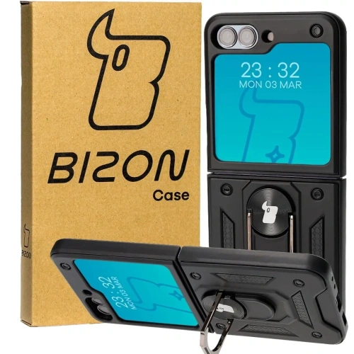 Etui Bizon Case Shield Ring do Samsung Galaxy Z Flip5 czarne